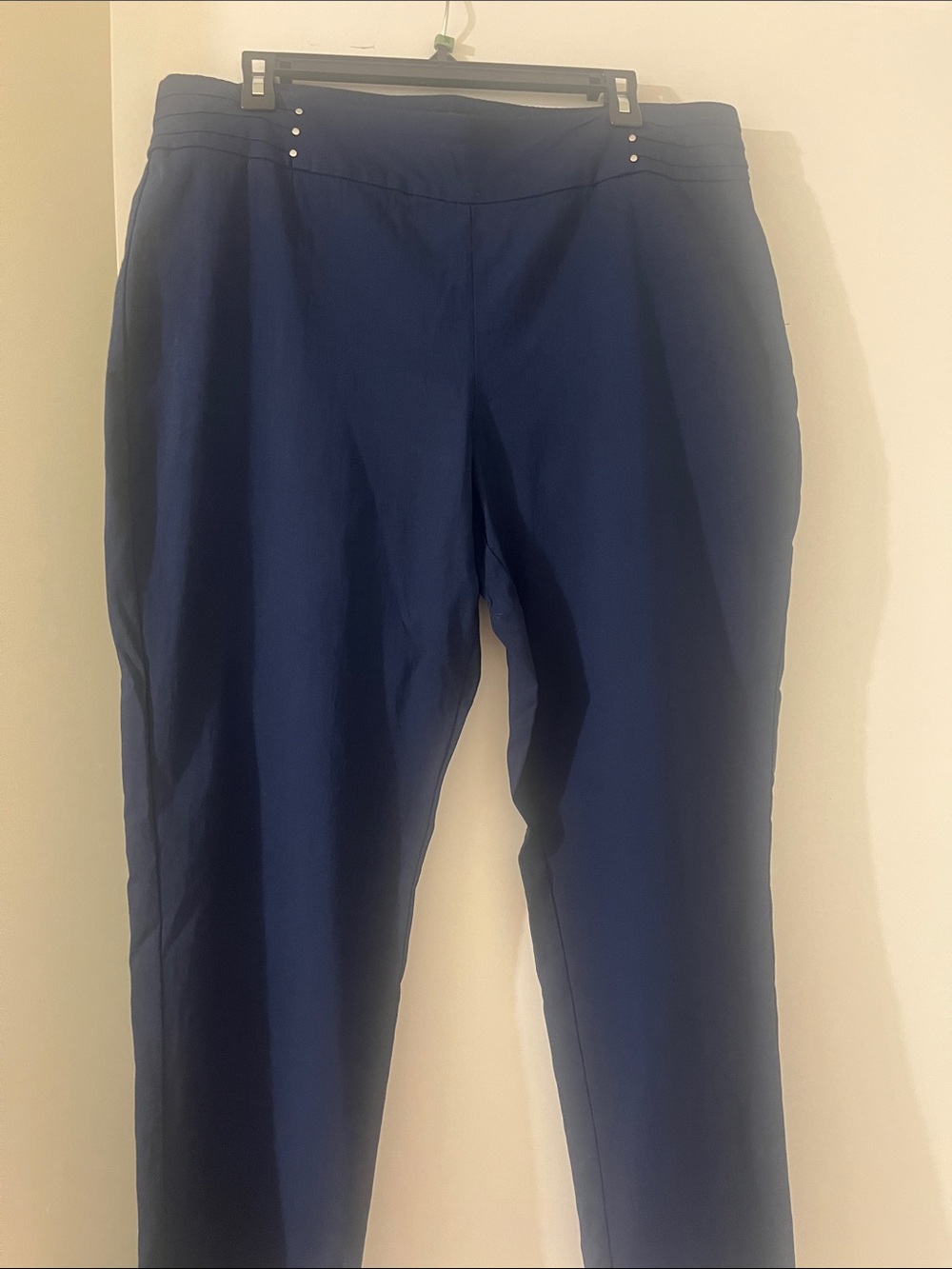 JM Collection Navy Blue Pull-On Stretch Trousers